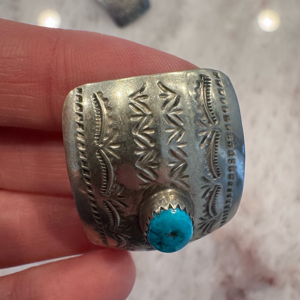 Native American sterling silver & turquoise bolo set signed BL - Picture 5 of 7